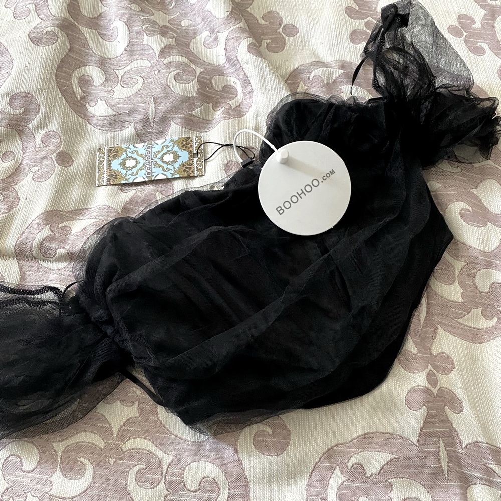 Black lace corset crop top
